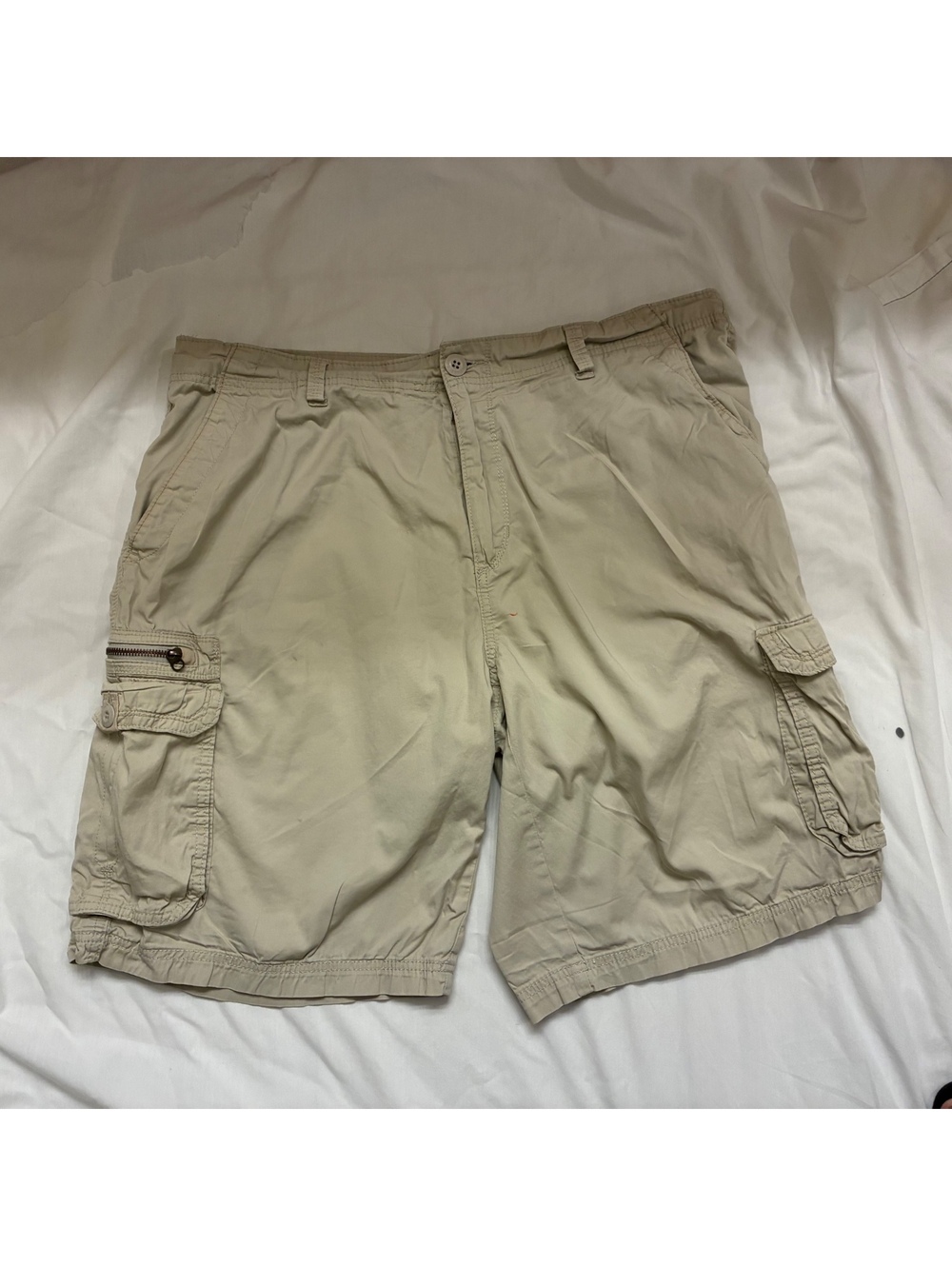 Unionbay Mens Beige Gorpcore Y2K Cargo Utility Hiking Boots Skater Shorts Sz 38
